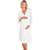 Accouchée Sleep Well Maternity/nursing Nightgown & Robe Set In White