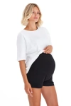 Accouchée Super Soft Foldover Waistband Maternity Shorts In Black