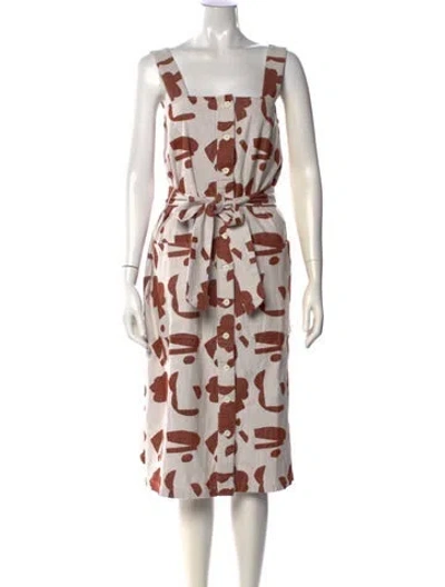 Pre-owned Ace & Jig Animal Print Midi Length Dress In Brown