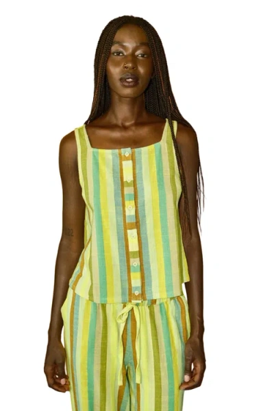 Ace & Jig Anu Button-up Square Neck Tank Top In Green