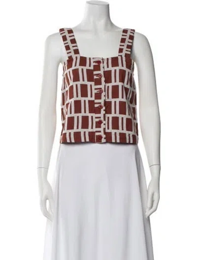 Pre-owned Ace & Jig Colorblock Pattern Square Neckline Top In White