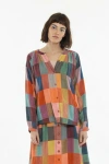 Ace & Jig Daryl Button Front  Raglan Blouse In Multi
