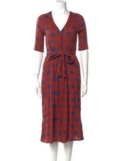 Pre-owned Ace & Jig Floral Print Midi Length Dress In Brown