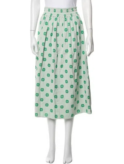 Pre-owned Ace & Jig Floral Print Midi Length Skirt In Green