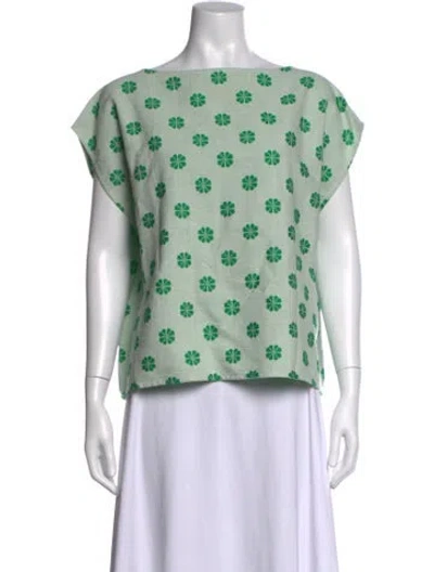 Pre-owned Ace & Jig Floral Print Scoop Neck Top In Green
