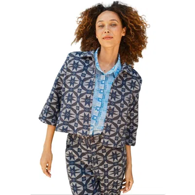 Ace & Jig Highway Cropped Collared Button-up Jacket In Multi