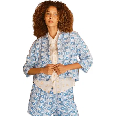 Ace & Jig Highway Cropped Collared Button-up Jacket In Multi