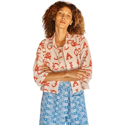 Ace & Jig Highway Cropped Collared Button-up Jacket In Multi