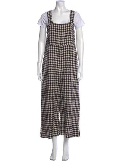 Pre-owned Ace & Jig Houndstooth Print Square Neckline Jumpsuit In Black