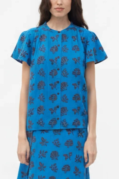 Ace & Jig Kenna Flutter Sleeve Blouse In Blue