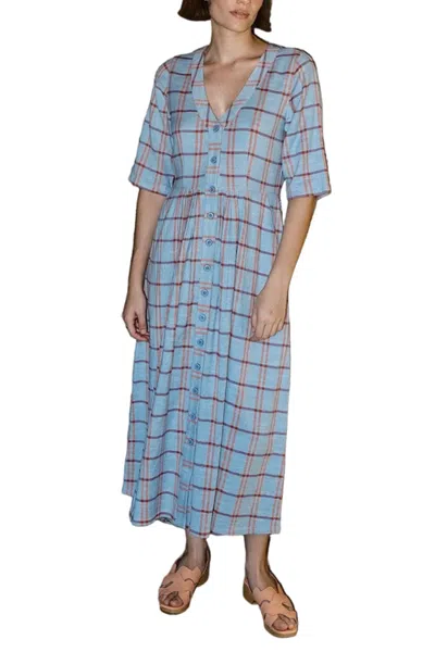 Ace & Jig Leelee Button Front V-neck Midi Dress In Blue