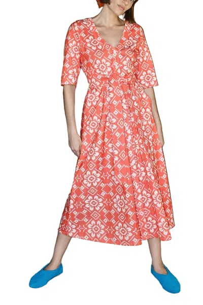 Ace & Jig Leelee Button Front V-neck Midi Dress In Orange
