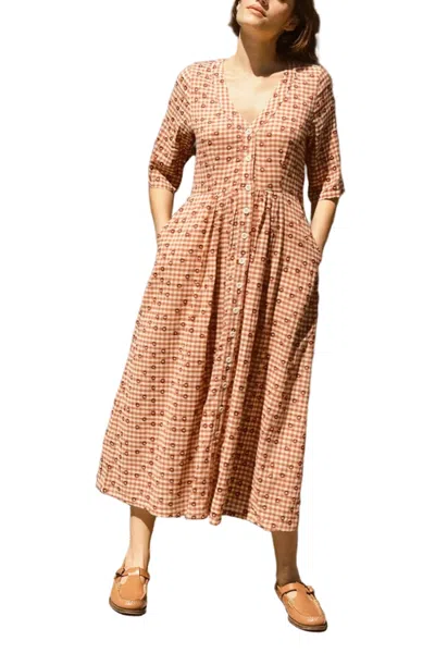 Ace & Jig Leelee Button Front V-neck Midi Dress In Neutral