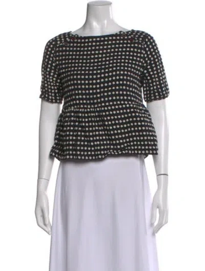 Pre-owned Ace & Jig Linen Polka Dot Print Crop Top In Black