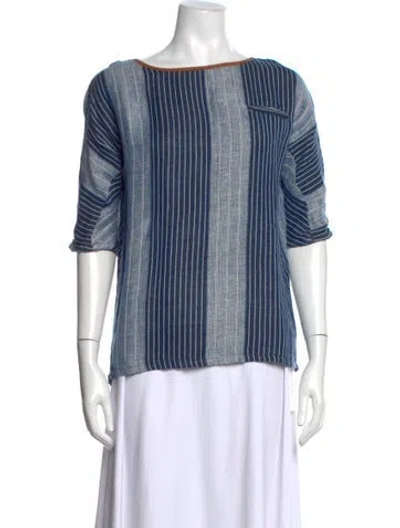 Pre-owned Ace & Jig Linen Striped Top In Blue