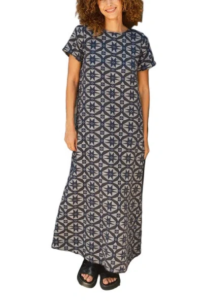 Ace & Jig Mette Button Back Belted A-line Maxi Dress In Blue