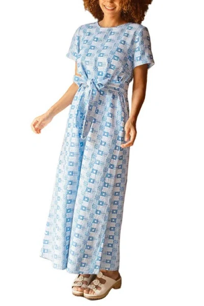 Ace & Jig Mette Button Back Belted A-line Maxi Dress In Blue
