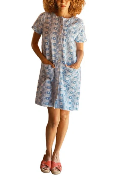 Ace & Jig Nat Button Front Mini Shift Dress In Animal Print