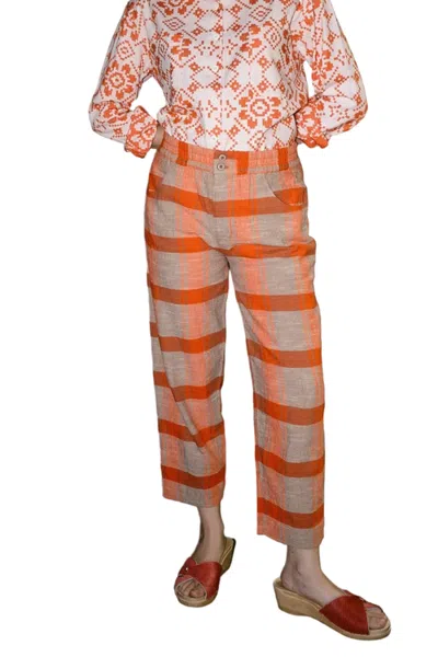 Ace & Jig Nicky Button Fly Ankle Length Pants In Orange
