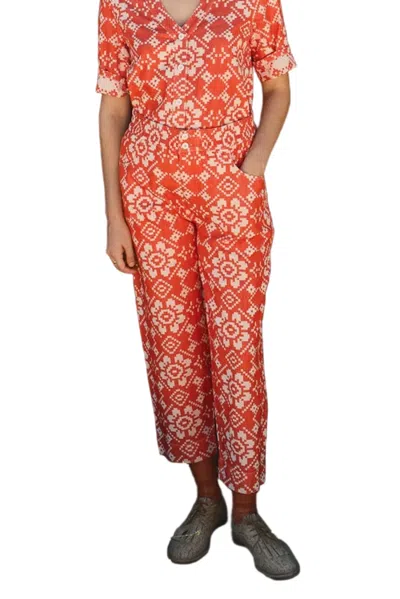 Ace & Jig Nicky Button Fly Ankle Length Pants In Orange