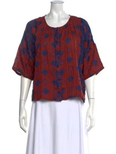 Pre-owned Ace & Jig Patterned Crew Neck Top In Red