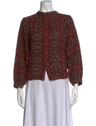 Pre-owned Ace & Jig Patterned Long Sleeve Button-up Top In Brown
