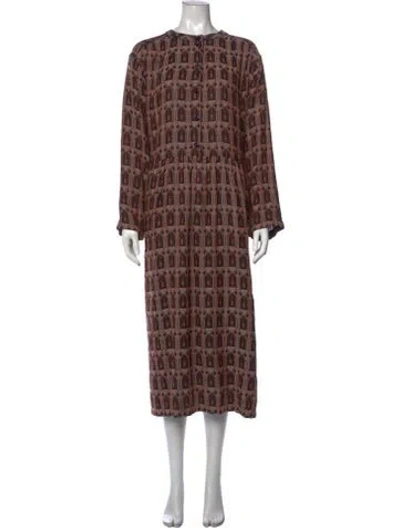 Pre-owned Ace & Jig Patterned Midi Length Dress In Brown
