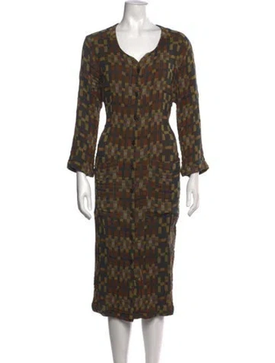 Pre-owned Ace & Jig Patterned Midi Length Dress In Brown