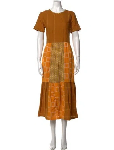 Pre-owned Ace & Jig Patterned Midi Length Dress In Yellow