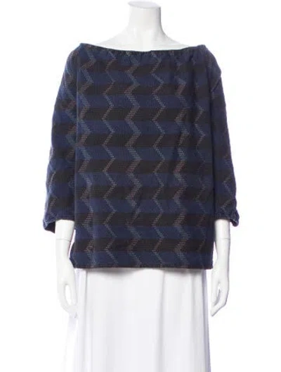 Pre-owned Ace & Jig Patterned Off-the-shoulder Top In Blue