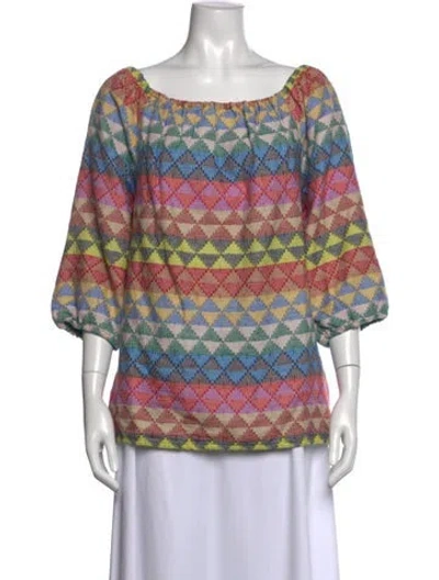 Pre-owned Ace & Jig Patterned Off-the-shoulder Top In Red