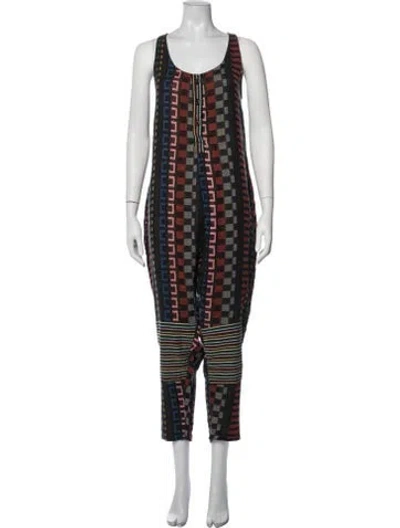 Pre-owned Ace & Jig Patterned Scoop Neck Jumpsuit In Black