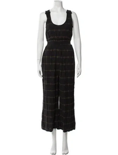 Pre-owned Ace & Jig Patterned Scoop Neck Jumpsuit In Black