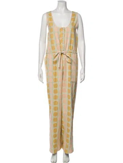 Pre-owned Ace & Jig Patterned Scoop Neck Jumpsuit In Yellow