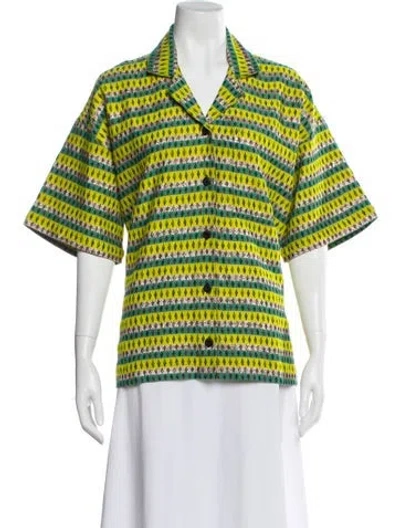 Pre-owned Ace & Jig Patterned Short Sleeve Button-up Top W/ Tags In Green