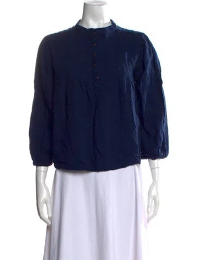 Pre-owned Ace & Jig Patterned Three-quarter Sleeve Top In Blue