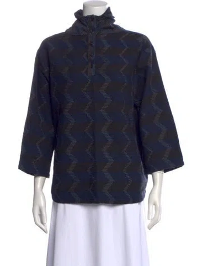 Pre-owned Ace & Jig Patterned Turtleneck Top In Blue