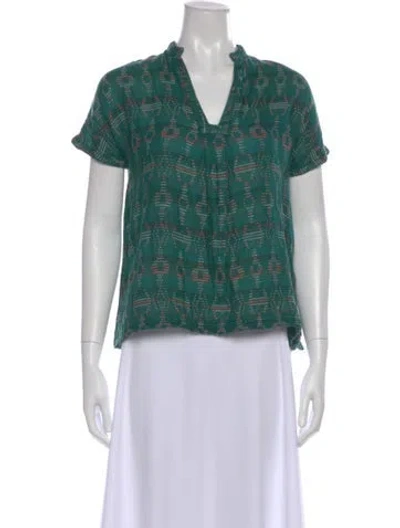Pre-owned Ace & Jig Patterned V-neck Blouse In Green