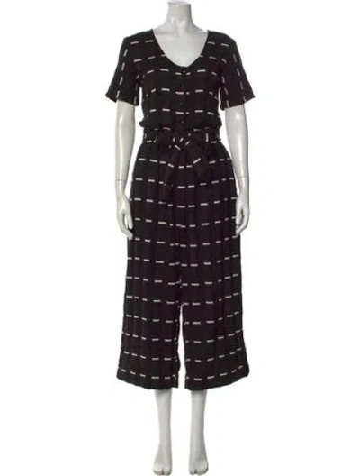 Pre-owned Ace & Jig Patterned V-neck Jumpsuit In Black