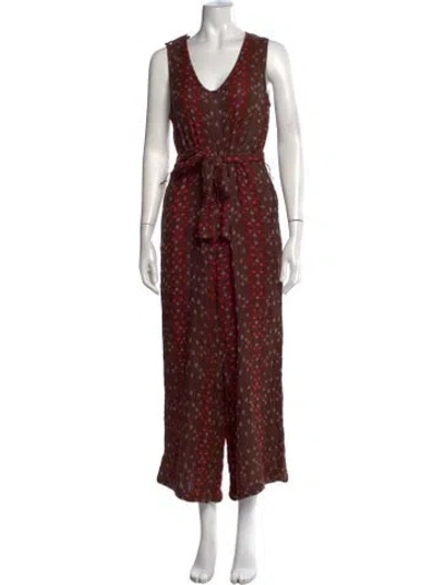 Pre-owned Ace & Jig Patterned V-neck Jumpsuit In Brown/neutrals