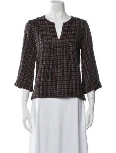 Pre-owned Ace & Jig Patterned V-neck Top In Black