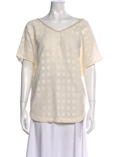Pre-owned Ace & Jig Patterned V-neck Top In Neutral