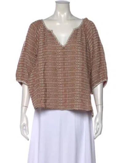 Pre-owned Ace & Jig Patterned V-neck Top In Neutrals