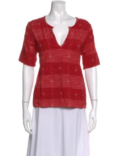 Pre-owned Ace & Jig Patterned V-neck Top In Red