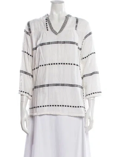 Pre-owned Ace & Jig Patterned V-neck Top In White