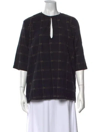 Pre-owned Ace & Jig Plaid Print Crew Neck Top In Black