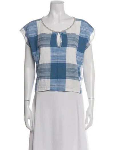 Pre-owned Ace & Jig Plaid Print Crew Neck Top In Blue