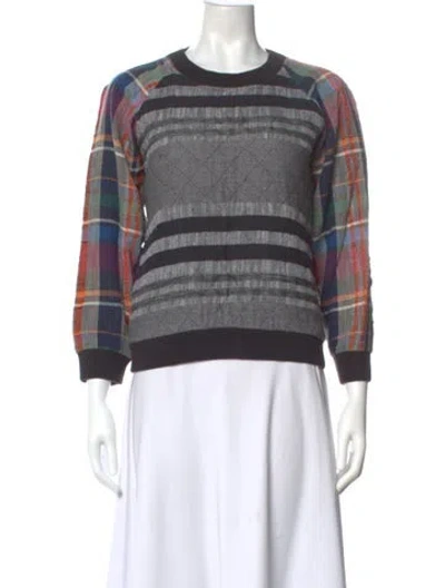 Pre-owned Ace & Jig Plaid Print Crew Neck Top In Gray