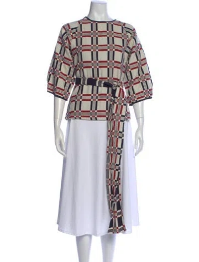 Pre-owned Ace & Jig Plaid Print Crew Neck Top In White