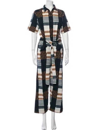 Pre-owned Ace & Jig Plaid Print Jumpsuit In Blue